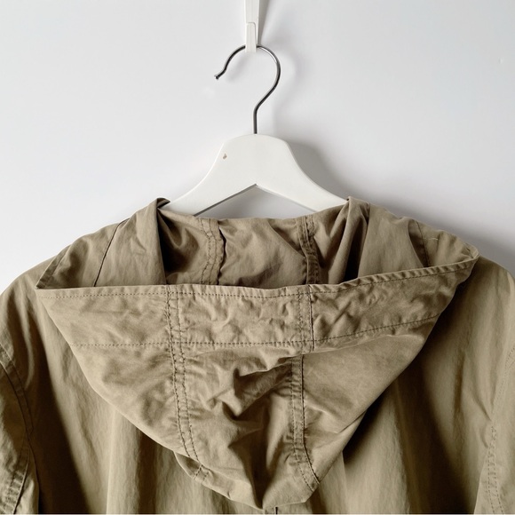 madewell  anorak snap front cotton raincoat in olive, size medium - Picture 8 of 13